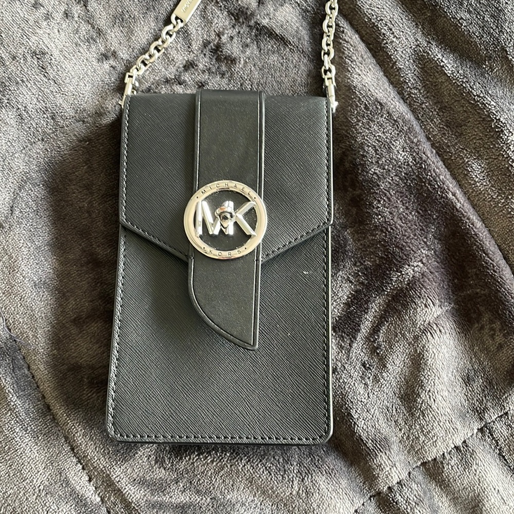 Michael Kors black/silver phone carrier cross body bag
